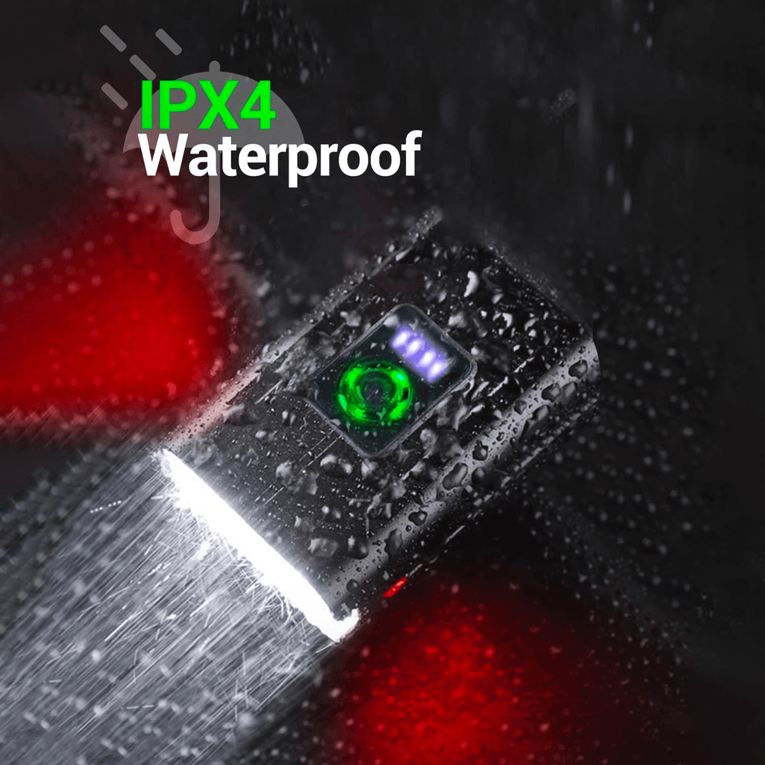 Set Far Față și Spate, 6+4 Moduri, USB Reîncărcabil, Acumulator 2400mAh, Rezistent la Apă, Alb/Roșu