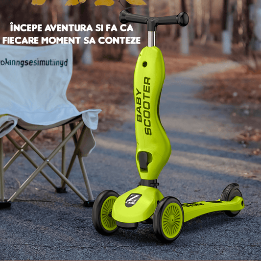 Trotinetă Copii 2 în 1 cu Șezut, Roți Luminoase, 1-5 Ani, 50 kg, Verde