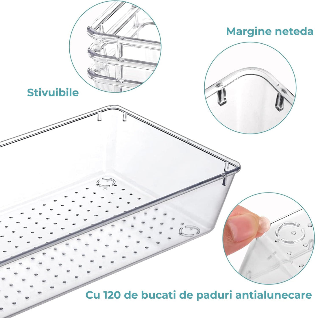 Set 25 Organizatoare Elindor® Transparent pentru Sertare