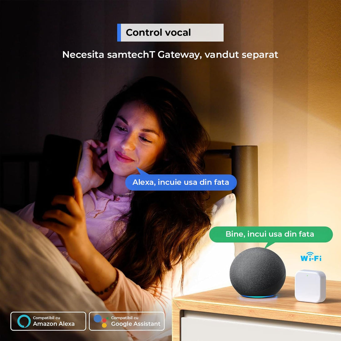 Yala Inteligentă Elindor® cu Amprentă și Cod de Acces, Fără Cheie, Negru