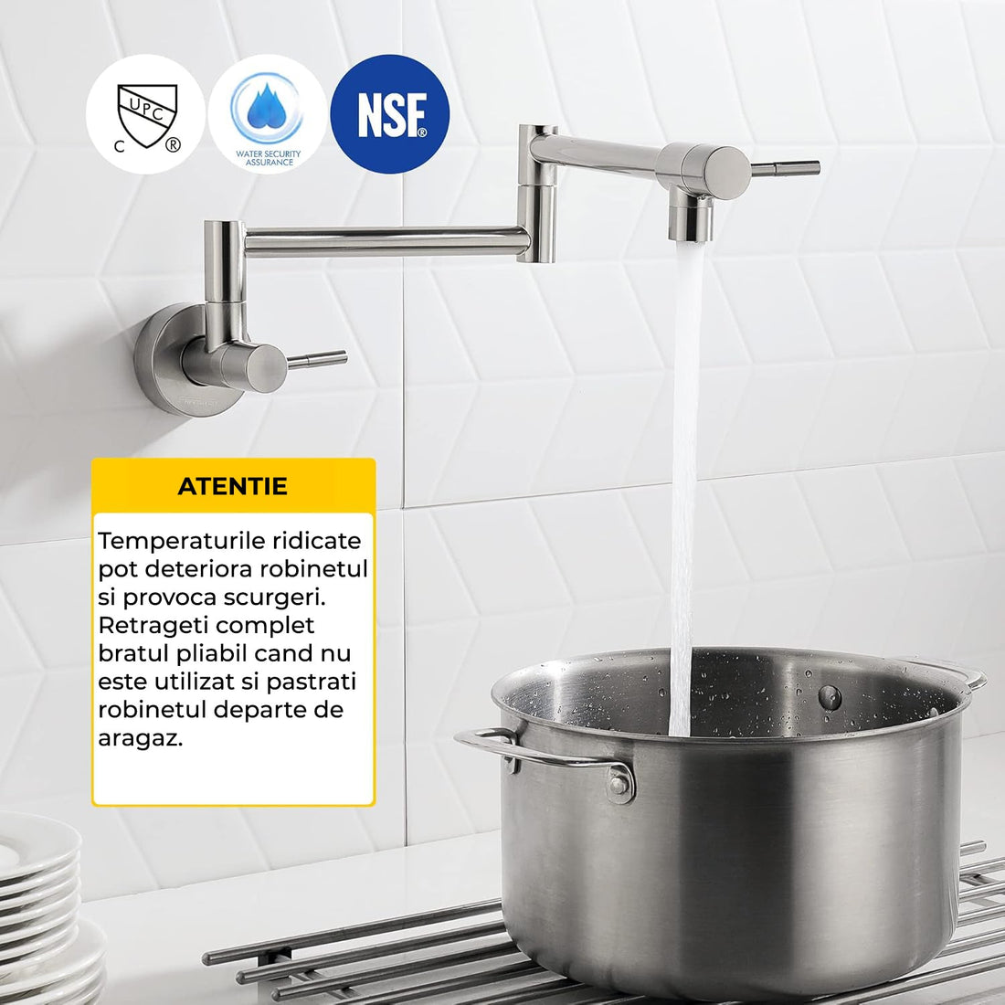 Baterie Bucatarie Elindor®,Pipa Extensibila, Design Modern, Argintiu