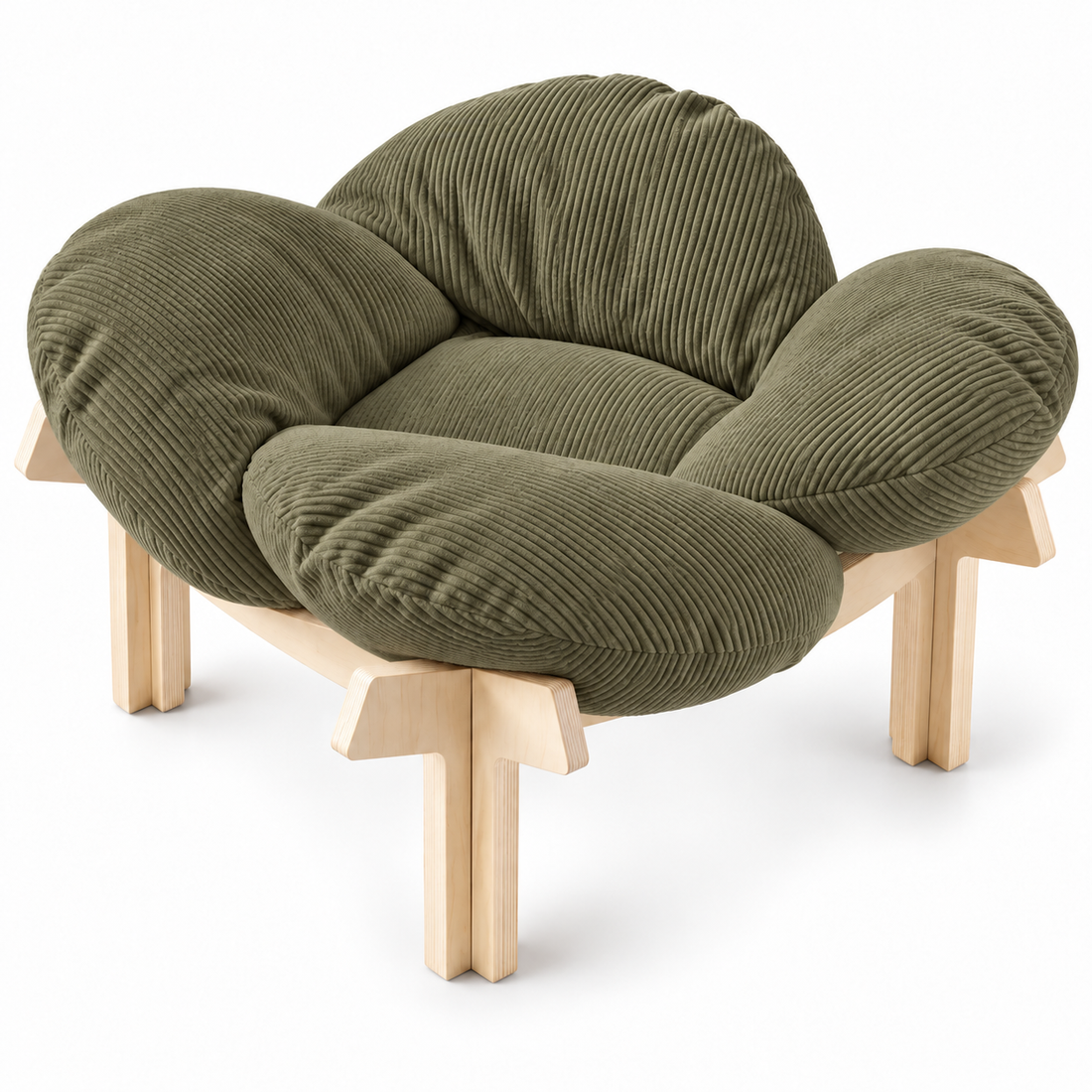 Pat Confortabil pentru Pisici Elindor® Elevat, Asimetric, Culcus Moale Antiderapant, Potrivit pentru Pisica de Talie Medie si Mare, Sustine pana la 18 kg, Ideal in Orice Anotimp, in Casa, 55 x 55 x 25 cm, Kaki