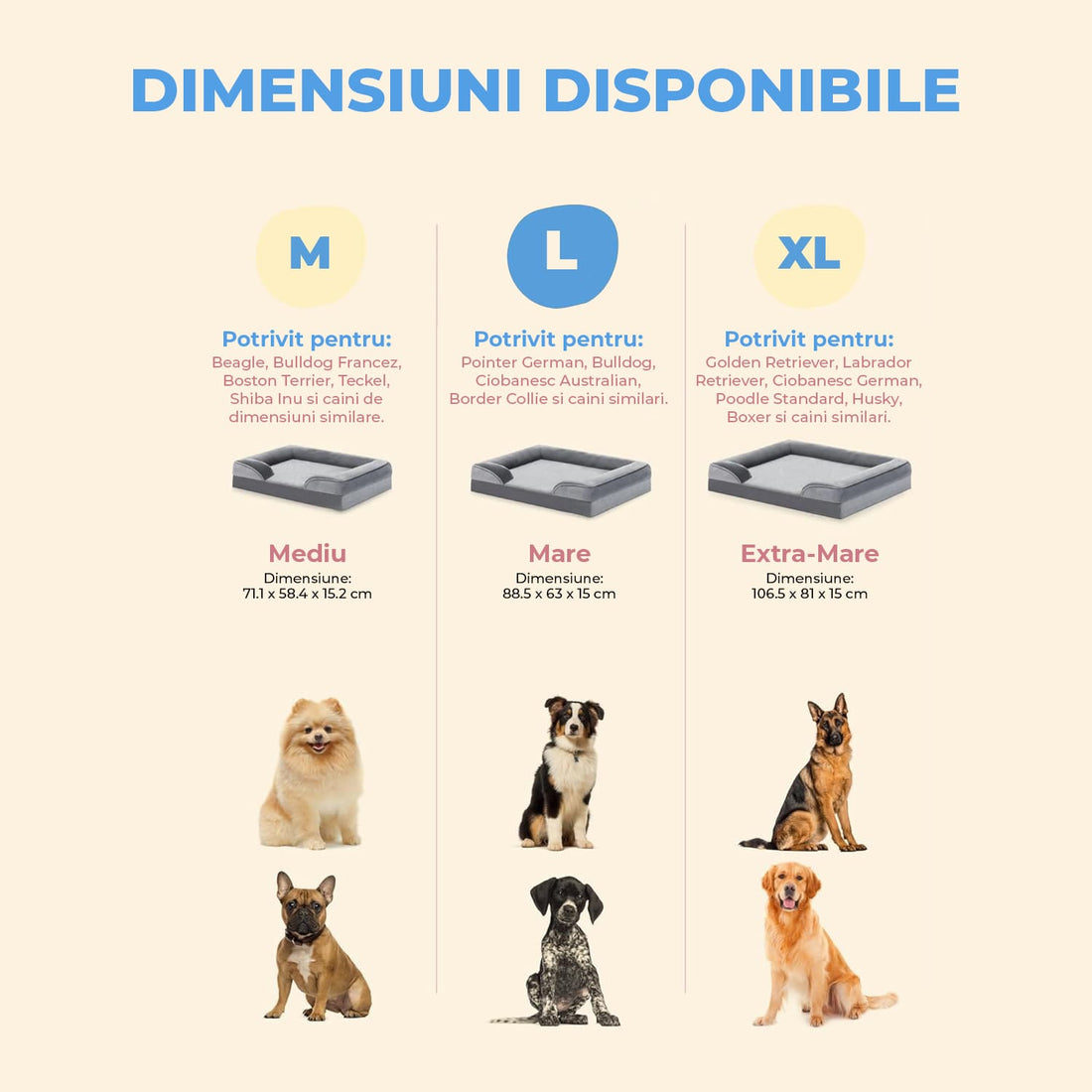 Pat confortabil pentru animale Elindor®, moale, mărimea L, 88.5x63x15 cm, gri