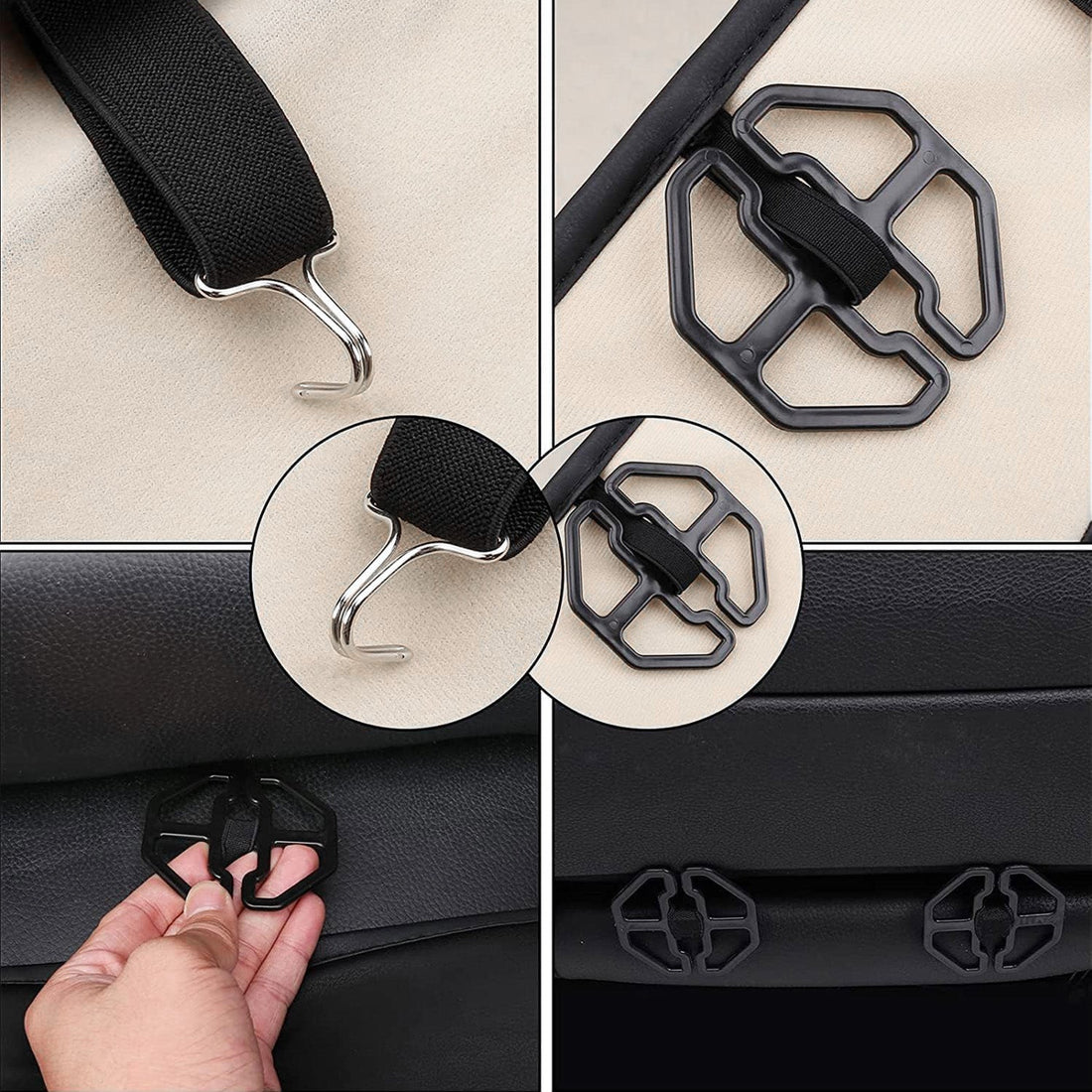 Set Complet de 3 Huse Scaune Auto Elindor®, Piele Nappa, Protectie Bancheta si Scaun, Montaj Rapid, Husa Impermeabila, Acoperire Spatar si Sezut, Acceosirii Masina Interior, Universale Compatibile cu VW, Dacia, Renault, BMW, Ford, Skoda, Hyundai, Gri