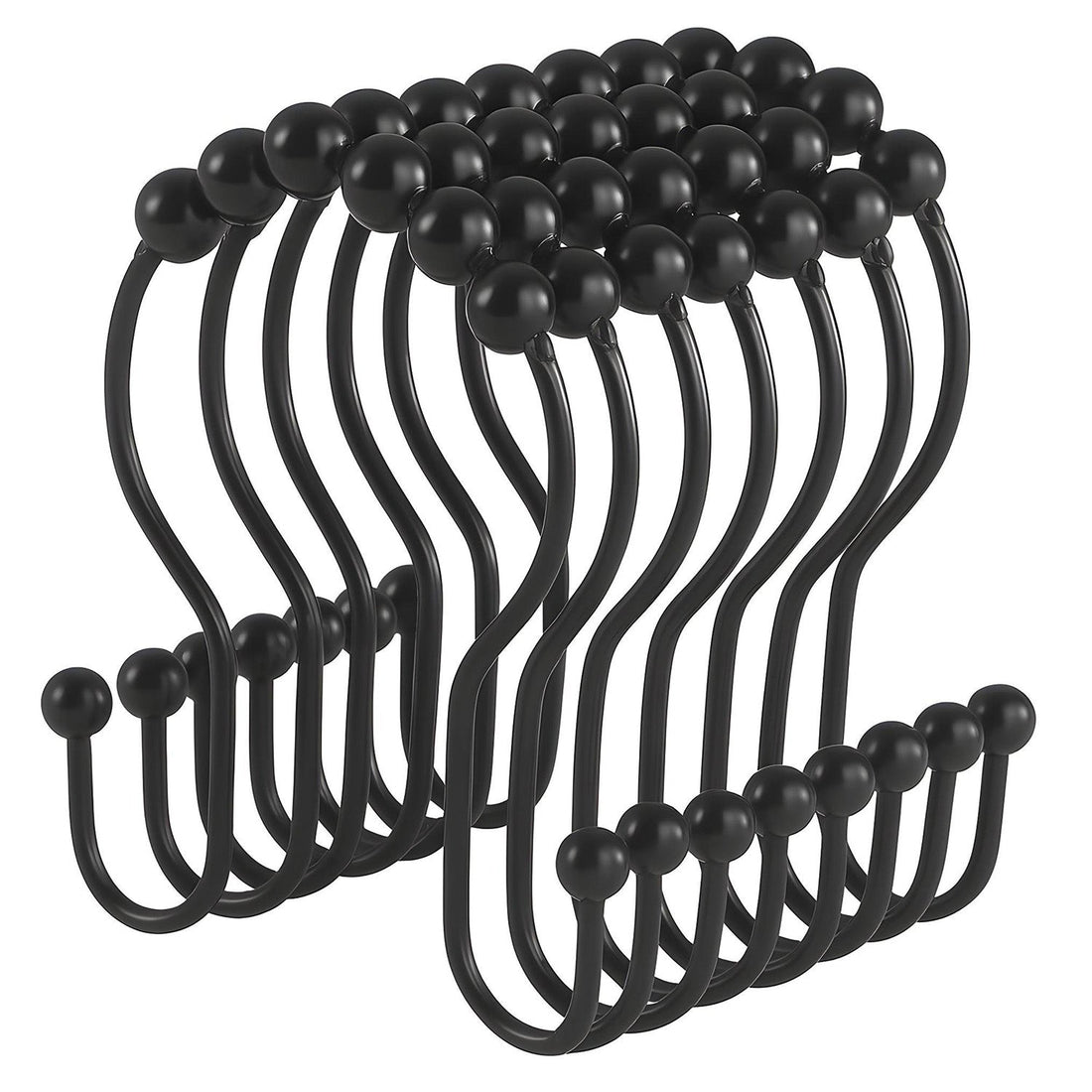 Set 12 Inele Negre pentru Perdea Dus Elindor®, Accesorii Baie, Agatatoare Inox, Anticadere, Rezistente la Coroziune, Decoratiuni Metalice, Ideal pentru Bara si Prindere Usoara