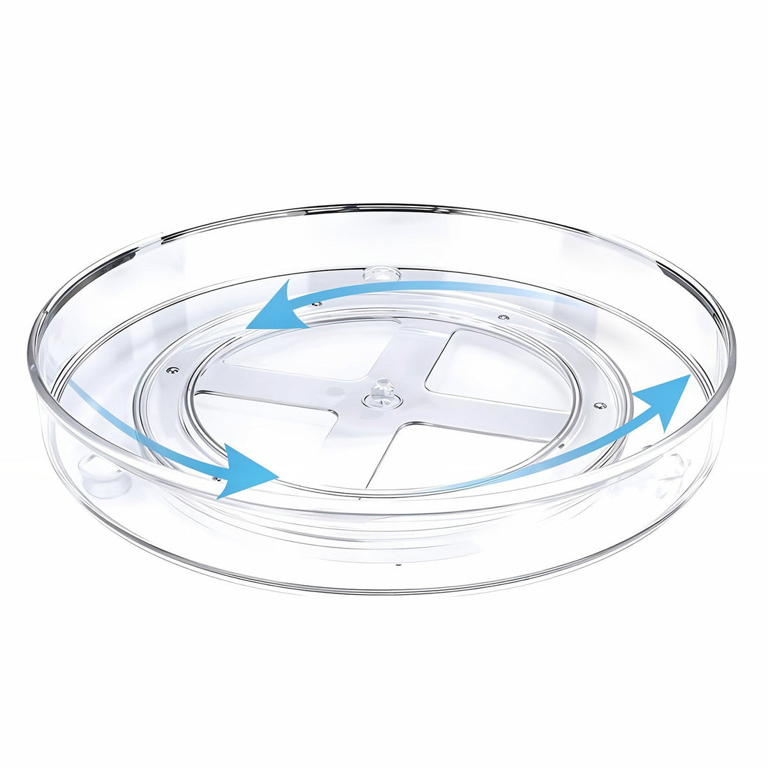 Organizator Rotativ 360° Elindor®, Acrilic 23 cm, 1 Nivel, Pentru Condimente, Cafea, Ceai, Borcane, Sticle, Produse Cosmetice, Accesorii Baie, Mirodenii, Dulapuri, Sertare, Bucatarie, Baie, Birou, Suprafata Antiaderenta, Transparent