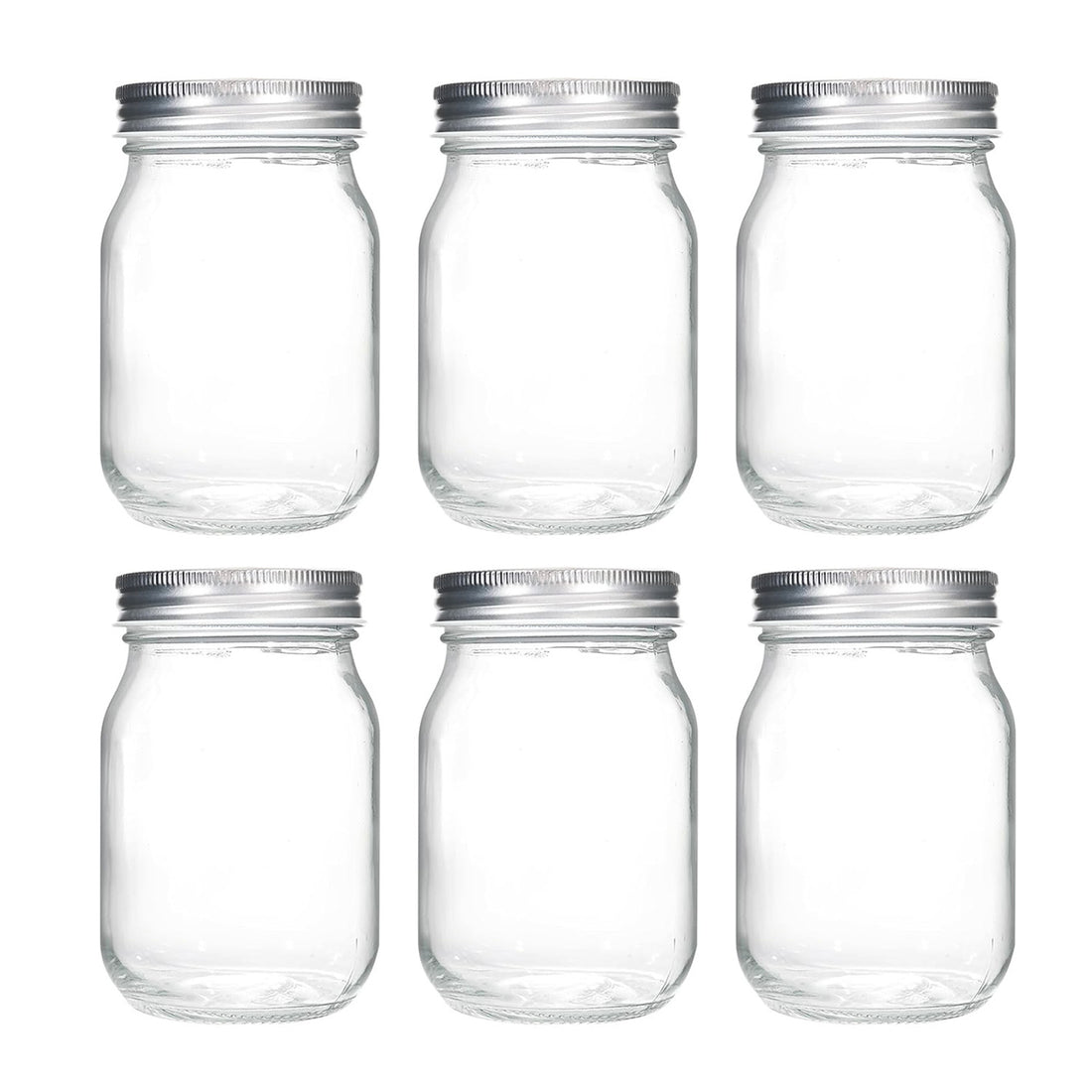 Set 6 Borcane din Sticla Elindor® cu Capac Ermetic, Borcan 500 ml Ideal pentru Miere, Dulceata, Condimente, Cafea, Zahar si pentru Fermentare Muraturi, Capace Metalice, Recipient Depozitare in Bucatarie, Transparent