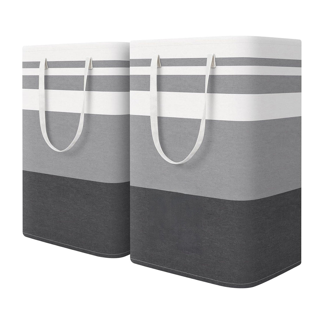 Set 2 Cosuri de Rufe Elindor® Ideal pentru Haine Murdare, Jucarii, Diverse Obiecte, Recipient Sortare Rotund de 75 L, pentru Casa, Baie, Living, Hol, Camera Copiilor sau Hotel, 40 x 30 x 62 cm, Impletit din Franghie din PEVA, Gri