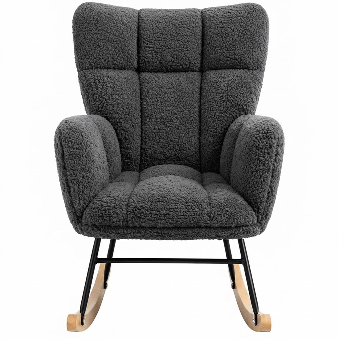 Fotoliu Balansoar Elindor® cu Spatar, Ergonomic, Cadru Solid din Otel, Ideal pentru Living, Dormitor, Camera Copilului, 68 x 88 x 93 cm, Gri Inchis