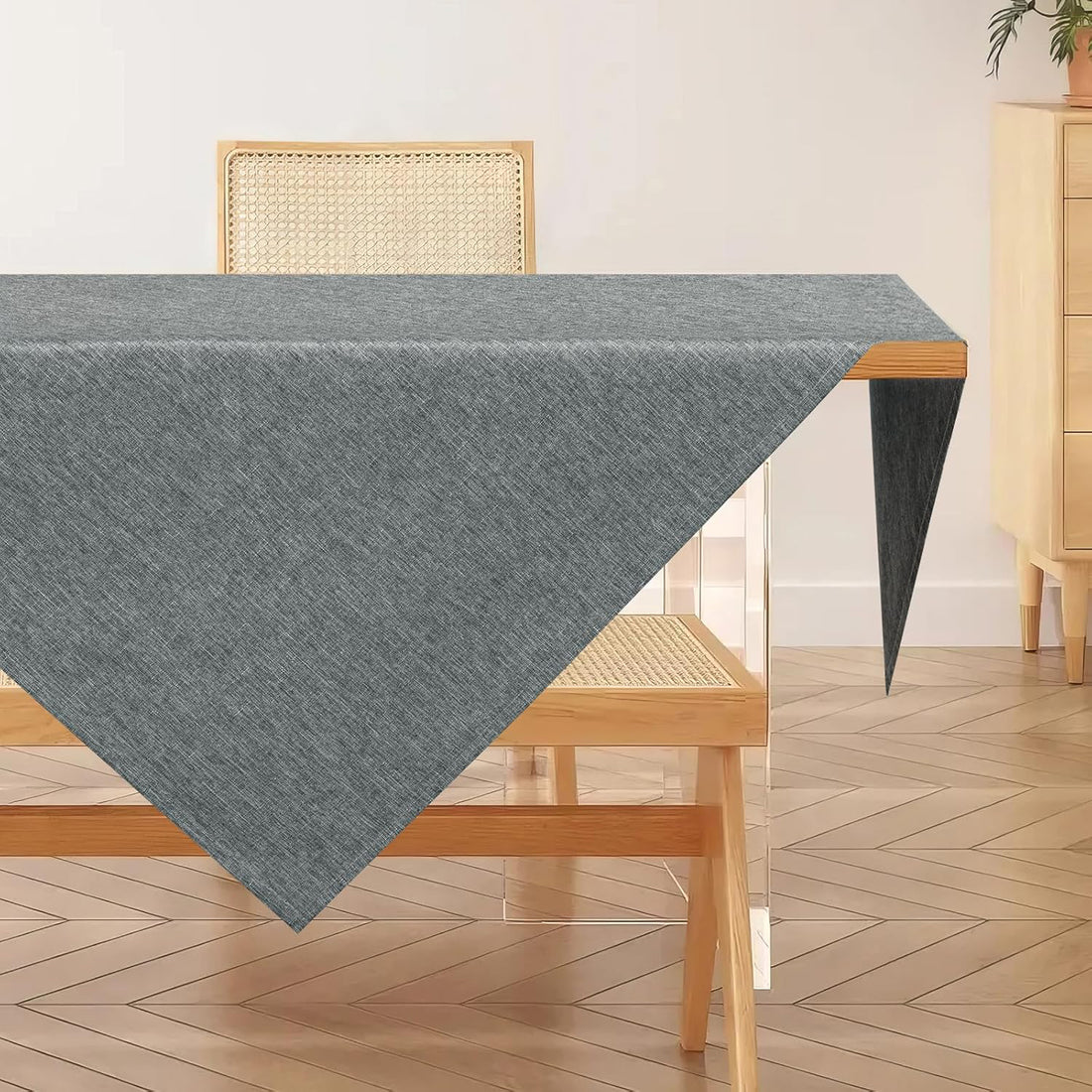 Fata de Masa Elindor® 100x140 cm, Impermeabila, din Poliester Premium, Rezistenta la Pete si Zgarieturi, pentru Bucatarie, Living sau Terasa, Design Elegant, Usor De Curatat, Ideala pentru Mese Dreptunghiulare si Rotunde, Gri Inchis