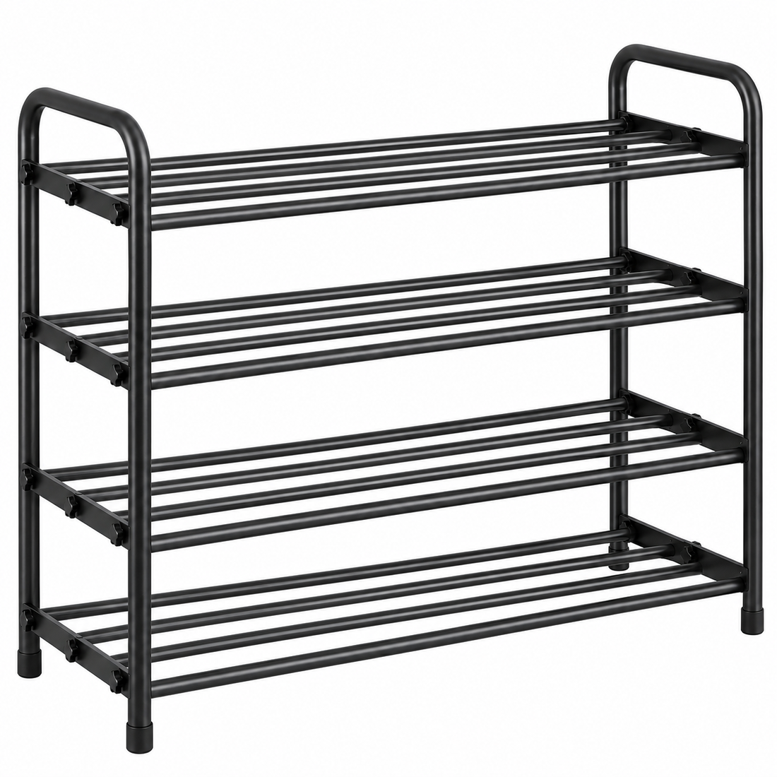 Organizator pentru Pantofi Elindor® Pantofar cu 4 Niveluri, Fara Gauri, Suport pentru Papuci pentru Hol, Dormitor, Economisire Spatiu, Depozitare Incaltaminte, 45-78 x 34 x 58 cm, Negru