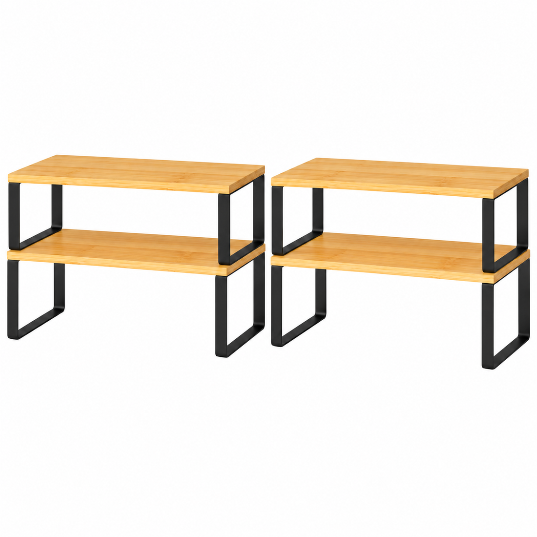 Set 4 Rafturi Elindor®, Raft de Depozitare, Mobila Bucatarie, Dormitor, Baie sau Birou, Etajera Practica cu Design Aerisit, Usor de Asamblat, Perfecta pentru Organizare Carti, Vesela, Condimente, Polita Produse Diverse, 40 x 29 x 18.5 cm, Maro