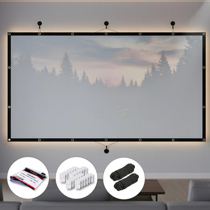 Ecran Proiector Elindor® Portabil, 120 Inch, Panza Proiectie 4K, Pliabil, Montaj Rapid Interior si Exterior, pe Perete, Ideal pentru Videoproiector, Cinema Acasa, Prezentari si Evenimente, Negru