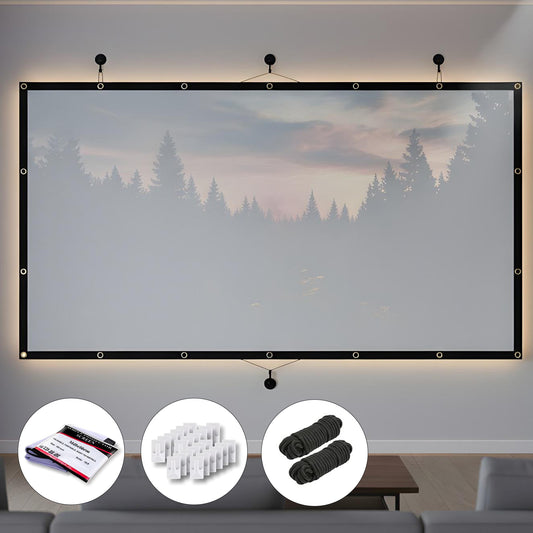 Ecran Proiector Elindor® Portabil, 120 Inch, Panza Proiectie 4K, Pliabil, Montaj Rapid Interior si Exterior, pe Perete, Ideal pentru Videoproiector, Cinema Acasa, Prezentari si Evenimente, Negru