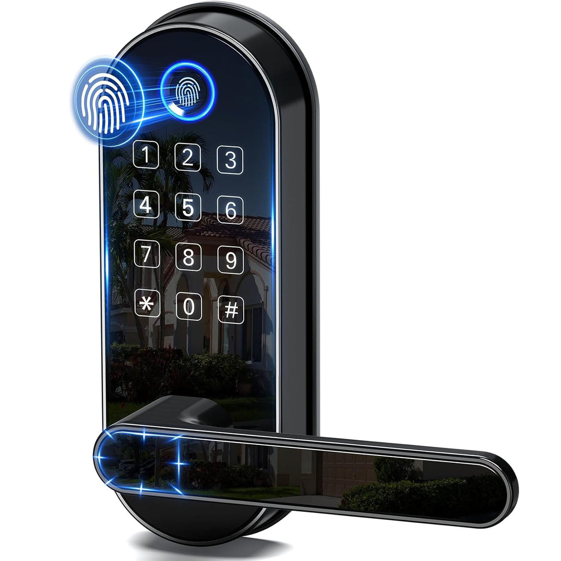 Yala Inteligentă Elindor® cu Amprentă și Cod de Acces, Fără Cheie, Negru