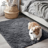 Covor Elindor® Antiderapant, Lavabil, Modern, Ideal pentru Living, Dormitor, Birou, Camera Copiilor, Covor cu Tesatura Lunga si Moale, Curatare Usoara, 120 x 160 cm, Gri