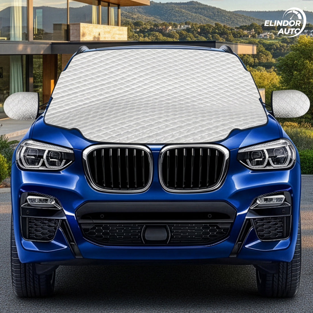 Parasolar Auto Elindor® pentru Parbriz, Magnetic cu 3 Magneti, Material cu 4 Straturi, Universal, Folie pentru Protectie Soare, Anti-inghet, Pliabil, Usor de Depozitat, Accesorii Masina Exterior, 147 x 120 cm, Argintiu