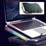 Cooler Laptop Gaming RGB Elindor® Suport cu Unghi Reglabil 7.5-17.5 cm, Dimensiuni Compatabile 15.6-17.3 Inch, 6 Ventilatoare Puternice si Silentioase 20dB cu 6x Viteza Ajustabila, 2 Porturi USB, pentru Birou, Calatorii, 41 x 27 x 3.4 cm, Negru