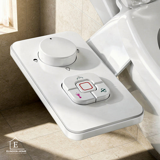 Bideu Retractabil Elindor® pentru Toaleta cu Functie de Auto Curatare, Non Electric, Buton Control de Presiune, pentru Igiena Personala, Apa Rece, Kit Accesorii WC, Set pentru Baie, Sistem Bidet pentru Colac si Capac de Toalete, Alb