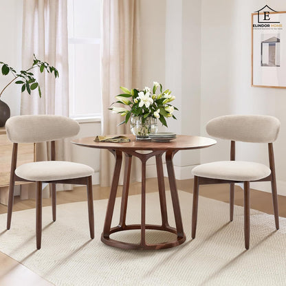 Set 2 Scaune Elindor® Ergonomice, Design Contemporan, Scaun cu Spatar si fara Manere, Tapitate cu Picioare din Lemn, Potrivite pentru Living, Bucatarie, Birou, Dormitor, 79 x 55 x 48 cm, Bej