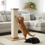 Ansamblu de Joaca Elindor® pentru Pisici, Post pentru Zgariat din Sisal, Stalp pentru Ascutit Gheare, Baza din Lemn, Accesorii Animale de Companie, Montare Usoare, 40.6 x 40.6 x 81.3 cm, Bej