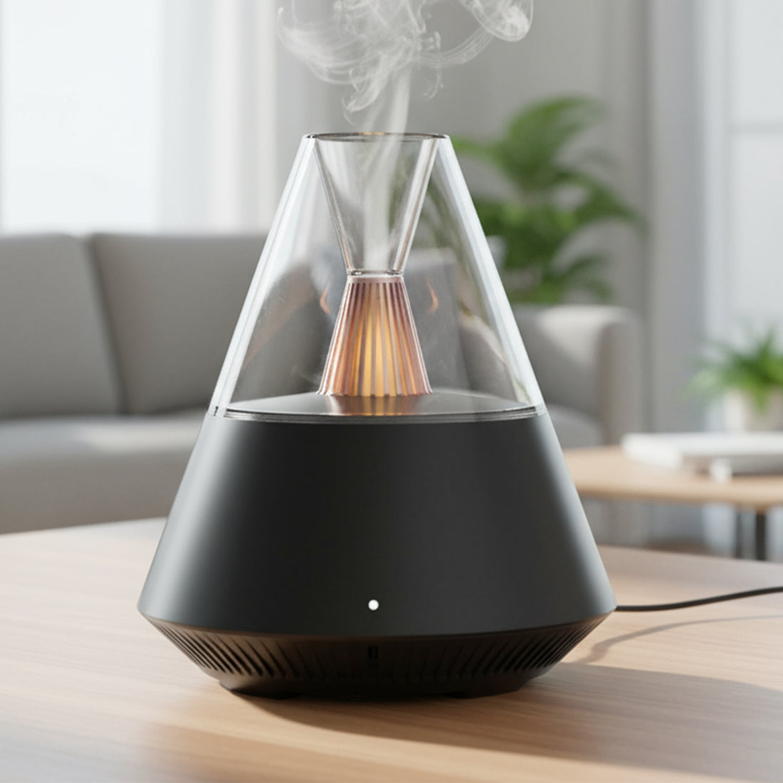 Difuzor de Ulei Esential Elindor® Aromaterapie, Umidificator de Aer, Aparat cu Rezervor 150ml, Capac Fumuriu, Oprire Automata, Ultrasonic, Lumina Ambientala Tip Lumanare, 2 Moduri Functionare, 25 dB, Aria de Acoperire 20 m², Negru