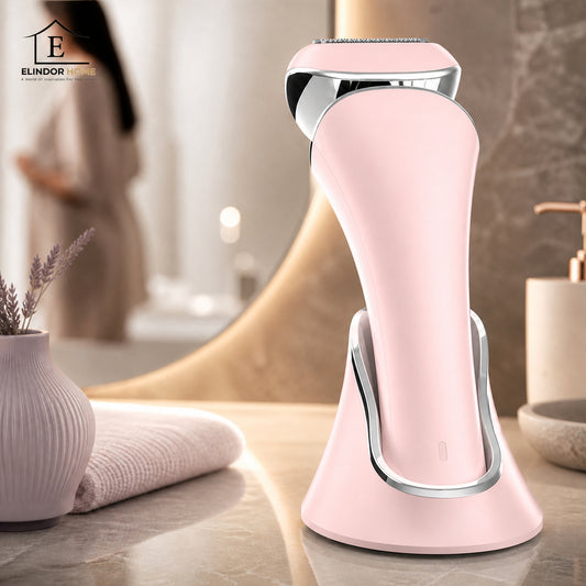 Aparat de Ras Electric pentru Femei Elindor® Epilator 3 in 1 Umed si Uscat, 3 tipuri de Lame Detasabile, IPX 6, Trimmer Reincarcabil USB, Statie de Incarcare, Epilat pentru Dama, 900mAh, Epilare Maini, Picioare, Axile si Inghinal, Roz
