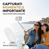 Trepied Foto Telescopic Profesional Elindor® Stativ Telefon 2-in-1, cu Telecomanda Bluetooth si Functie Selfie Stick, Compatibil iPhone / Android, Tripod Universal, Suport Durabil si Usor, Unghi Ajustabil 180°, 32-160 cm, pentru Foto / Video, Alb