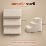 Scari Animale Elindor®, 3 Trepte pentru Caini si Pisici, Trepte Antiderapante pentru Pat sau Canapea, Structura din Spuma cu Rezilienta Ridicata si Material Textil, pentru Dormitor, Living, 45.7 x 38.1 x 34.3 cm, Bej