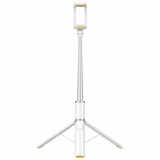 Trepied Foto Telescopic Profesional Elindor® Stativ Telefon 2-in-1, cu Telecomanda Bluetooth si Functie Selfie Stick, Compatibil iPhone / Android, Tripod Universal, Suport Durabil si Usor, Unghi Ajustabil 180°, 32-160 cm, pentru Foto / Video, Alb