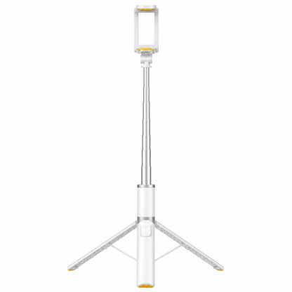 Trepied Foto Telescopic Profesional Elindor® Stativ Telefon 2-in-1, cu Telecomanda Bluetooth si Functie Selfie Stick, Compatibil iPhone / Android, Tripod Universal, Suport Durabil si Usor, Unghi Ajustabil 180°, 32-160 cm, pentru Foto / Video, Alb