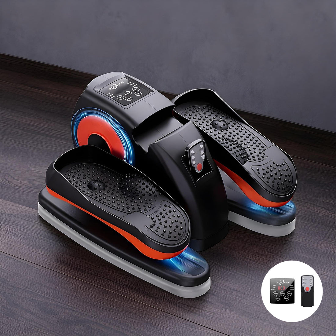 Mini Stepper Portabil Elindor® Aparat Eliptic, Mecanic, Viteza Reglabila, Ecran LCD, Masurare Viteza, Distanta, Timp, Calorii, Telecomanda Inclusa pentru Control fara Aplecare, Silentios 15 dB, pentru Persoanele Varstnice si Sedentare, 47 x 37 26 cm, Negr