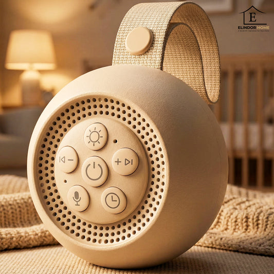 Dispozitiv Sunete Albe, 16 Sunete HD, Portabil, Reincarcabil, Inregistrare Vocala, Lumina de Veghe si Timer, 8 Niveluri Intensitate Volum, Dispozitiv Somn pentru Bebelusi si Adulti, 7.5 × 7.5 × 4 cm, Bej