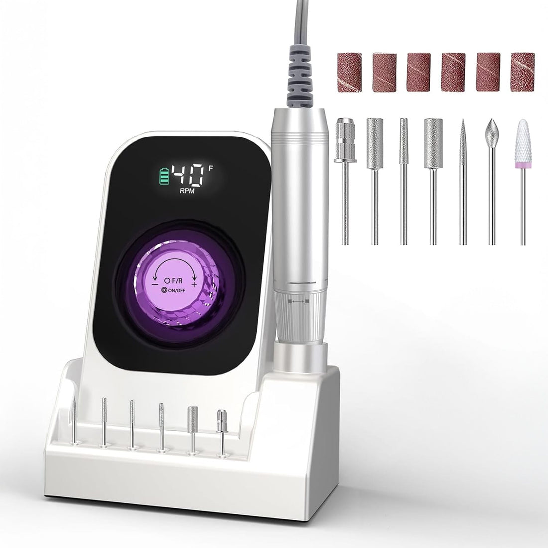 Freză de Unghii Elindor®, Portabilă, 40000RPM, Multifuncțională, Alb