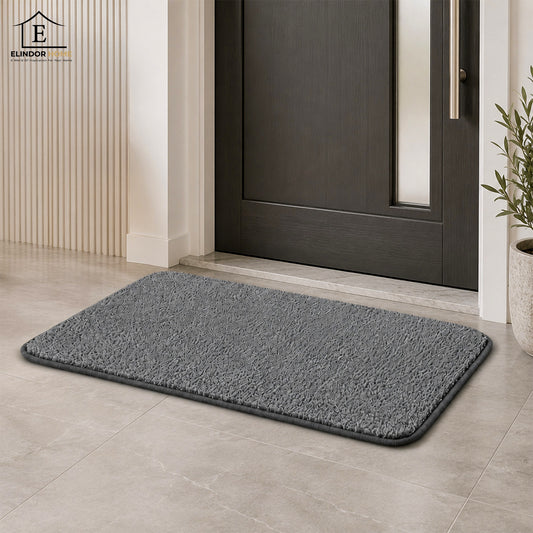 Covoras Antiderapant Elindor® pentru Intrare Casa, Lavabil la Masina, Super Absorbant, Moale, Durabil, Talpa Cauciucata Anti-Alunecare, Usor de Curatat, Pentru Interior si Exterior, 90 x 60 cm, Gri