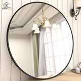 Oglinda Rotunda 70 cm Rama Neagra Elindor® Decorativa, Moderna si Eleganta, Reflexie HD, Sticla fara Distorsiuni, Ideala pentru Dormitor, Living, Birou, Dressing, Hol