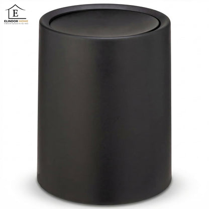 Cos de Gunoi Cosmetic Elindor® cu Capac Tip Swing si Recipient Interior, Capacitate 6L, Galeata Detasabila, Multifunctional, Ideal in Bucatarie, Baie, Birou, Camara, Living, Dormitor, Potrivit pentru Colectare Selectiva, 25.5 × 21 cm, Negru