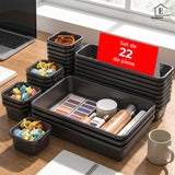 Set 22 Cutii Depozitare Elindor® Organizator pentru Bucatarie si Baie, 3 Marimi, Organizatoare Dulap si Sertare, Cutie pentru Sertar, Frigider, Camara, Baie, Bar, Birou, Cos Multifunctional, Separator Fructe, Legume, Creme, Parfumuri, PP