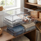 Set 3 Cutii Organizatoare Elindor® din Plastic, Cutie Depozitare si Organizare cu Sertare Glisante, pentru Accesorii, Parfumuri, Organizator pentru Sertar, Dulap, Frigider, Multifunctional pentru Bucatarie, Baie, Dormitor, Camara, Bar, Birou, Transparent