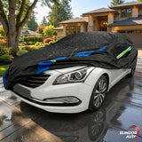 Prelata Auto Premium Elindor® Impermeabila, Protectie UV, Antisoare, Praf, Ploaie si Zapada, Toate Anotimpurile, Husa Exterior, Huse Protectie Completa, Universala, Accesorii Masina, Marime Sedan XXXL, 530 × 200 × 150 cm, Negru