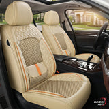 Set 2 Huse Scaune Auto Elindor® Universale, Design Tridimensional, Acoperire 360°, Husa pentru Protectie Sezut si Spatar Scaun Fata, Impermeabila, Piele Ecologica, Accesorii Masina Huse Interior,55 × 62 × 67 cm, Bej