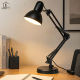 Lampa de Birou Elindor® Neagra cu LED, 3 Moduri Lumina Camera Rece/Cald si 10 Intensitati, Soclu Compatibil E26/E27, Veioza cu 2 Moduri de Utilizare cu Clema sau pe Birou, Brat Reglabil, Protectie pentru Ochi