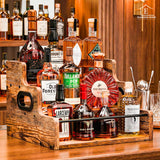 Raft Expunere Sticle Elindor®, Suport Bauturi 3 Niveluri pentru Bar sau Bucatarie, din Lemn, Design Vintage, pentru Vin, Whiskey, Rom, 40 × 30 × 23.8 cm, Maro