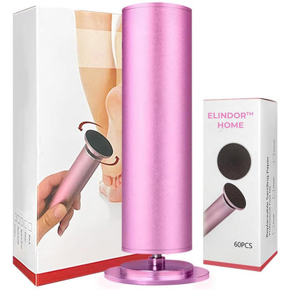 Pila Rotativa Elindor® pentru Calcaie si Talpi, 600 RPM,  Comutator de Viteza, 60 Discuri Smirghel, Piele Crapata si Bataturi, Mov