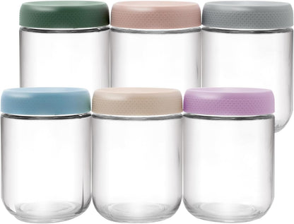 Set 6 Recipiente Sticlă Elindor® pentru Depozitare Alimente Tip Borcan - 475ml