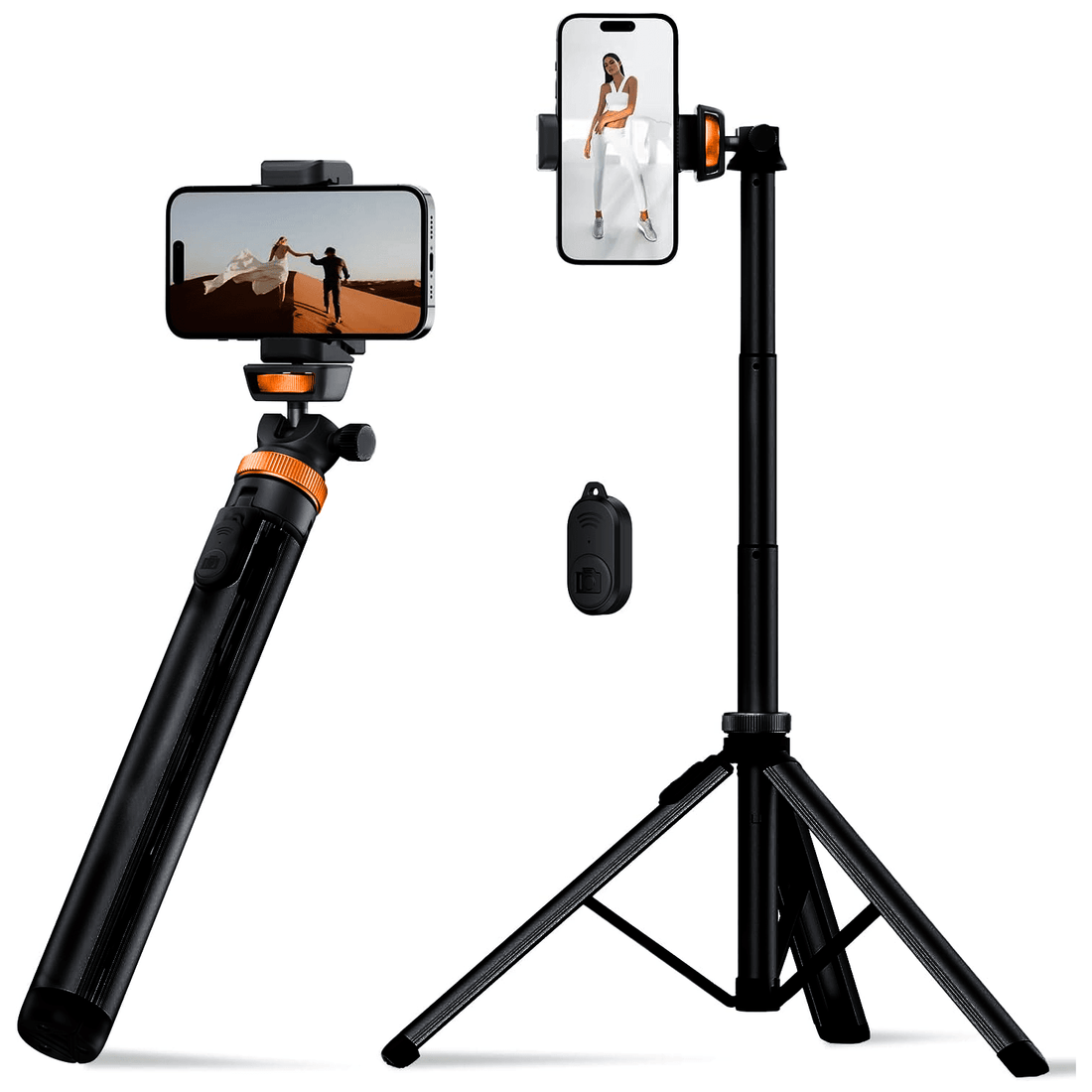 Trepied foto telescopic, universal pentru telefon/camera/GoPro, Bluetooth, ajustabil pana la 170 cm, negru