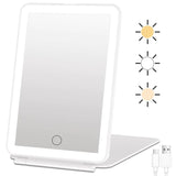 Oglinda Cosmetica Elindor® cu 72 LED-uri, Reglaj Tactil si Iluminare in 3 Culori pentru Machiaj, Incarcare USB, Alb