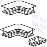 Set 3 Rafturi Elindor® Organizator pentru Dus, Sustine 18 kg, Potrivit in Baie, Bucatarie, Negru