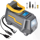 Compresor de Aer Elindor® Portabil cu Display LCD, Alimentare 12V/220V, Gri