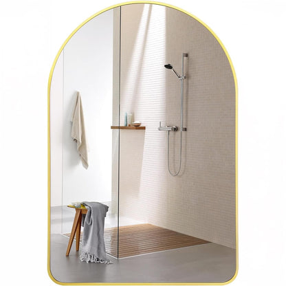 Oglinda de Perete Elindor® Arcuita 55x75 cm, Reflexie HD, Rama Aurie